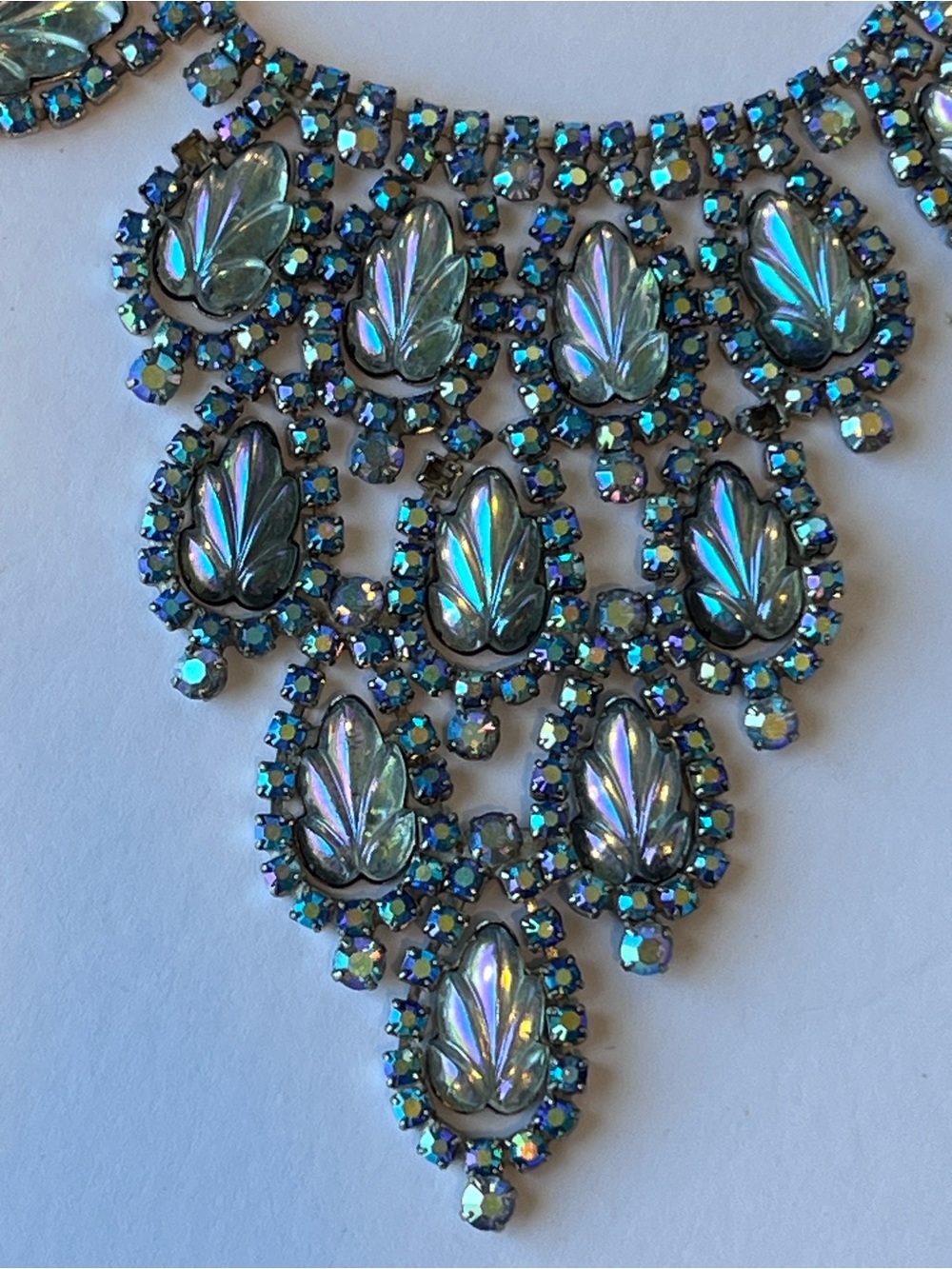 Vintage Statement Necklace Rhinestone Aurora Borealis - Picture 3 of 7